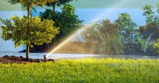 Automatic irrigation system with water sprinkler for maintaining grass lawn
