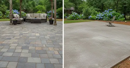 Paver vs. concrete patio space